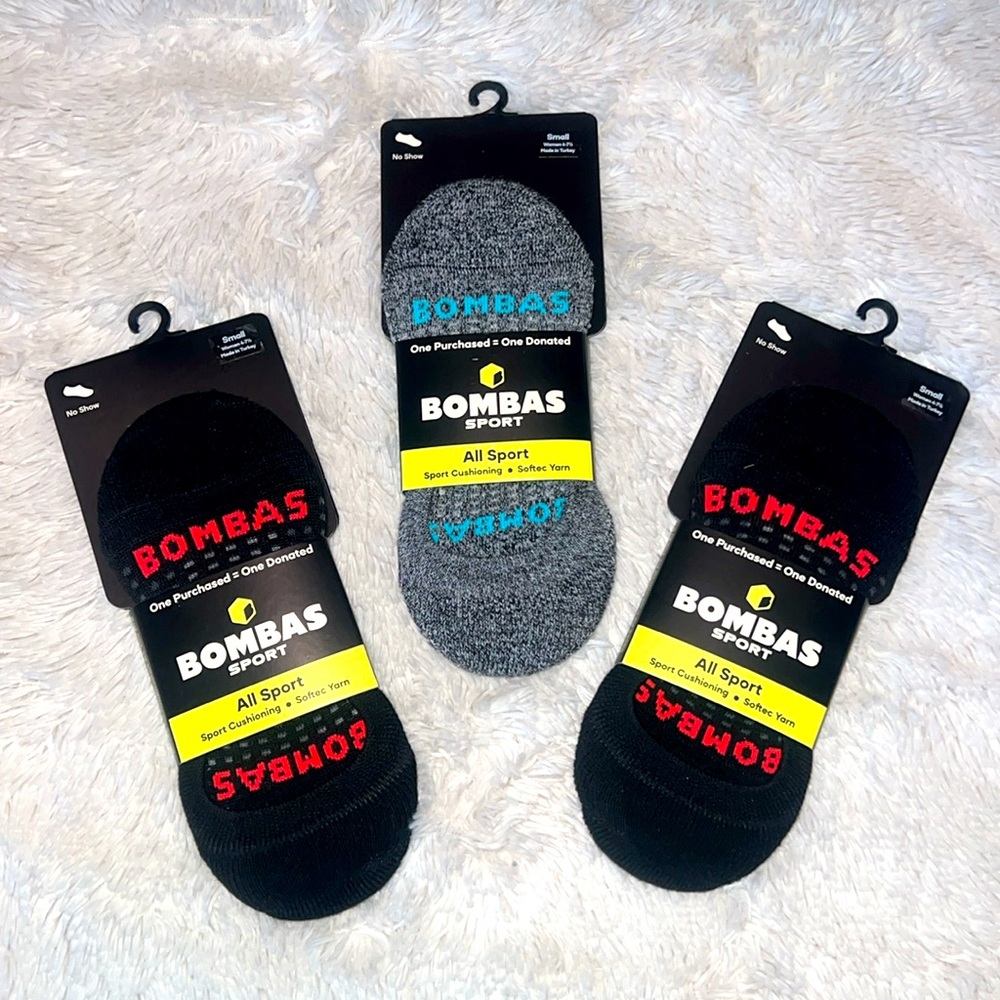 Three Pair BOMBAS SPORT CUSHIONED NO SHOWS